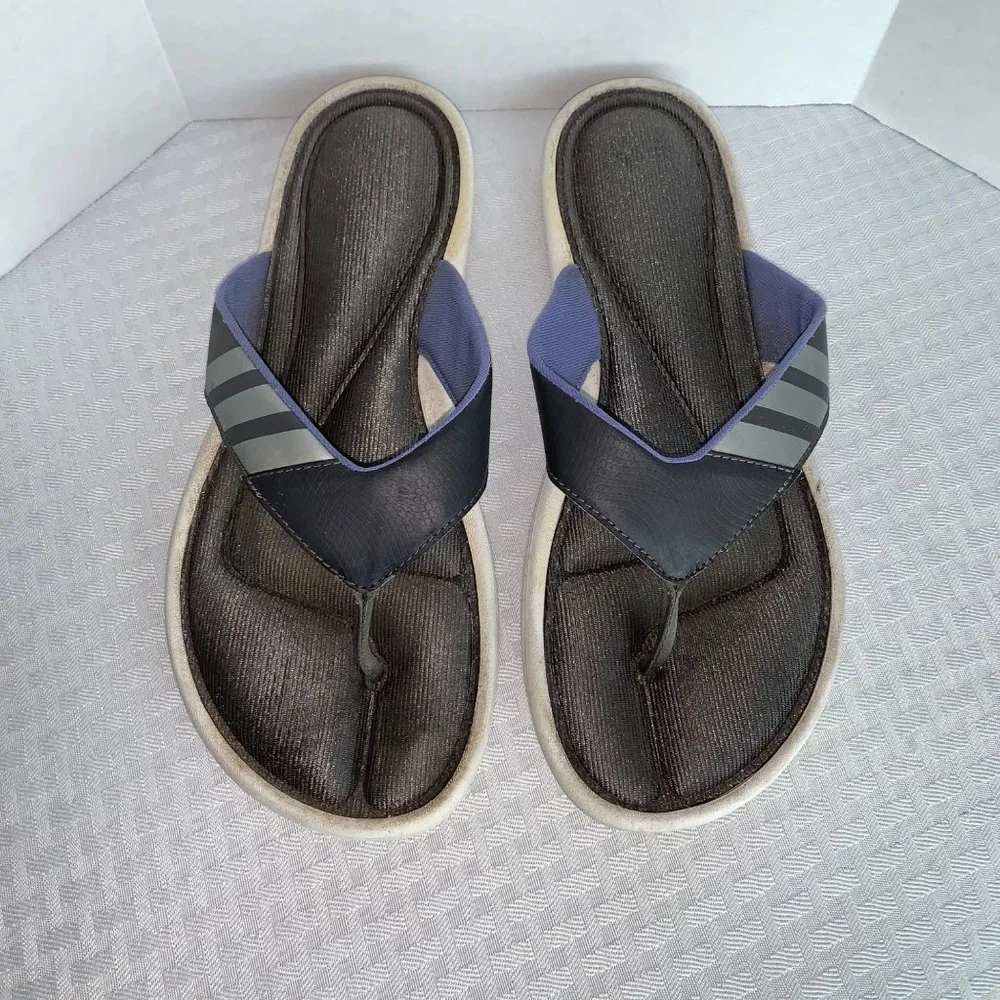 Adidas Thong Sandals Women’s 10 UK 9 Flip Flops Gray Cushioned Insole Comfort - Picture 3 of 7
